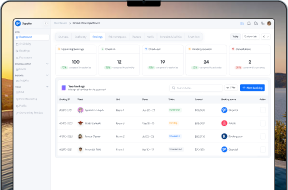 Vacation-rental operations dashboard showing bookings, check-ins, check-outs, and guest reservations